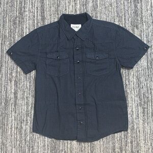 PD&C Boy’s Size 8 Black Pattern Pearl Snaps‎ 100% Cotton Button Down Shirt Top